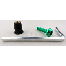 Set of 10 Anodised Motorcycle Aluminium Screws Hexagon Socket Lens Head with Rubber Green with Washers and Rubber Bearing Lock Nut M6 x 20