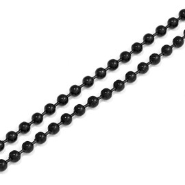 DonDon Men's Rosary Ball Chain Stainless Steel Black 63 cm in Black Velvet Bag, Stainless Steel, No Gemstone