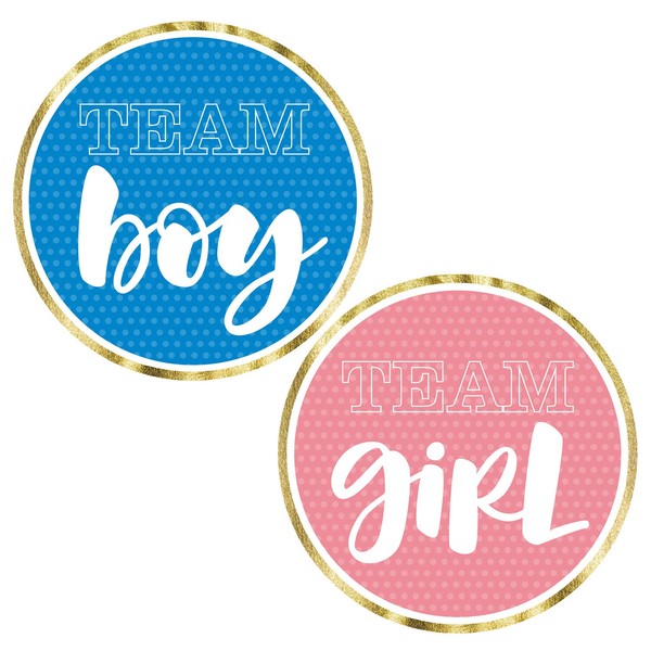 Gold Gender Reveal Stickers, Team boy or Team Girl Baby Shower Sticker Labels, Perfect Gender Reveal Party Supplies, Baby Shower Party Favors, Pink or Blue, 80 Pack, 2 Inches.
