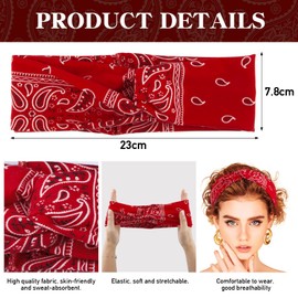 BETESSIN Pack of 2 Boho Hair Band Women's Headband Wide Paisley Headband Summer Elastic Headband with Knot Bohemian Hair Accessories Hair Towels for Yoga Sports Fitness Everyday Use