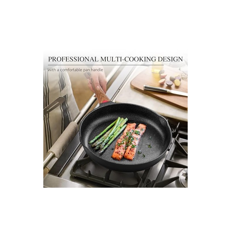 Vinchef Non Stick Frying Pan with Lid,9.5 Inch Anti Scratch