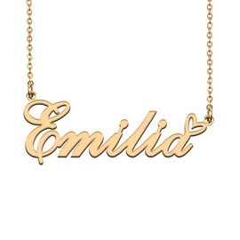 HUAN XUN Customized Custom Made Any Name Necklace for Women in Gold Silver, Metal, No Gemstone