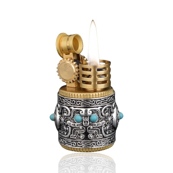 KAIEOMGN - Encendedor de queroseno clásico, mini encendedores antiguos recargables, suaves llamas, regalos únicos para hombres, velas de camping (sin combustible)