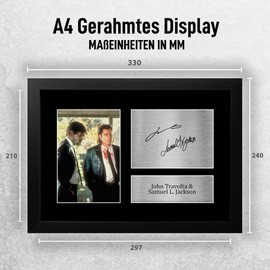 HWC Trading FR A4 John Travolta & Samuel L Jackson Pulp Fiction Gifts Printed Autograph Picture For Movie Memorabilia Fans - A4 Framed