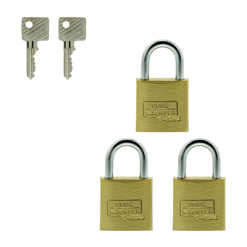 Burg-Wächter Trio 222 20 SB Padlock Set, Brass, 3,5 mm