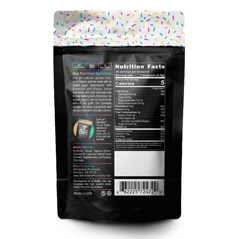 Keto Sprinkles, 6 oz. Larger Value Size, Dye Free, Non-GMO,