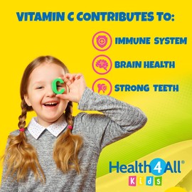 Kids Vitamin C 250mg 90 Tablets (V) Vegan Chewable Vitamin C Tablets for Children 3+. Made in The UK by Health4All