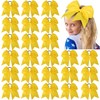 24 PCS 8" Large Cheer Bows Yellow Girl Hair Bows