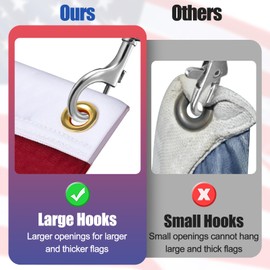 PAMASE Flag Clips for Flagpole Rope - 4pcs Heavy Duty Zinc Alloy Metal Swivel Hooks for Outdoor Hold American National Flag, Dog Leash Hook, Key Chain, Leather Craft, Durable Antirust