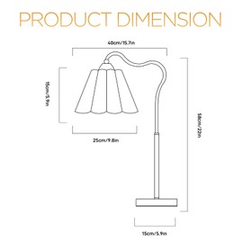 KUNJOULAM Modern Table Lamps, Nightstand Bedside Lamps with Umbrella Form Linen Lampshade, Black Desk Lamp for Living Room Bedroom, Bulb Not Included