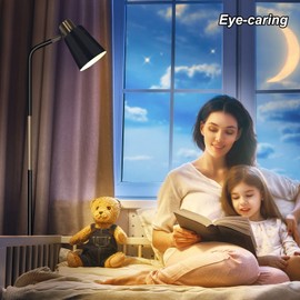 Floor Lamp, NIOSTA Industrial Floor Lamp Height Adjustable 360°Rotation Lampshade Modern Standing Lamp, Floor Lamps for Living Room, Office, Bedroom Reading, Work etc(Black)