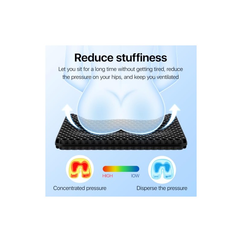 Cooling Gel Seat Cushion with Honeycomb Design for Comfort