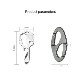 1 x 24-in-1 Multi Tool Key, Key-Shaped Stainless Steel Pocket Tool, Multifunctional Key Tool, Outdoor Multitool, for Bottle Opener, Screwdriver, Ruler