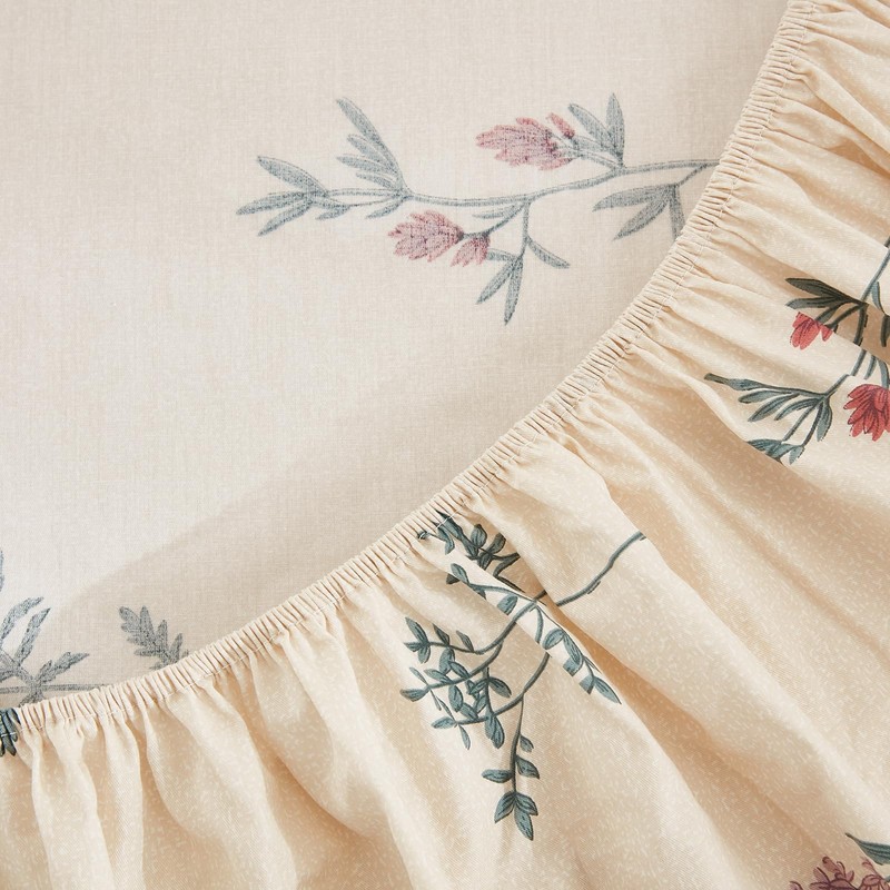 Cozaline Floral Fitted Sheet Queen Premium 100% Cotton Bedding Farmhouse