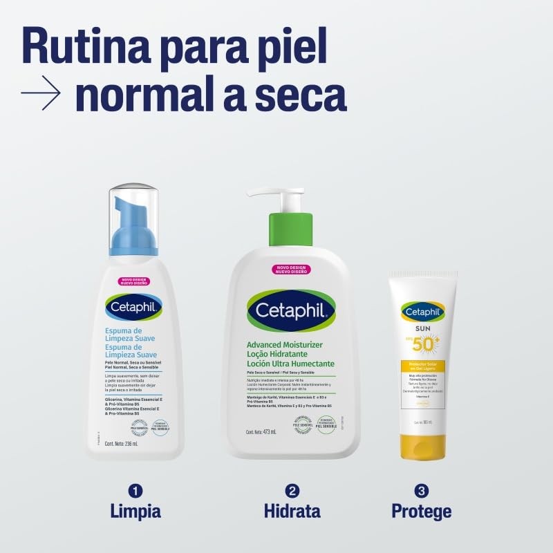 Cetaphil Espuma de Limpieza Facial Suave Glicerina Piel Sensible 236