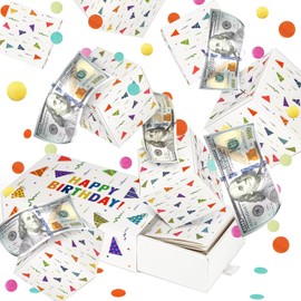 WenmthG Cumpleaños Sorpresa Caja de Regalos Explosión por Dinero - Caja de Regalo en Efectivo con Confeti - 10Pcs Caja de Regalo Pop out Explosion - Idea Regalo Dinero para Mujeres Hombres - Blanco