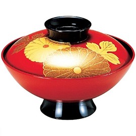 福井kurahuto Lunar Eclipses 5 – 236 – 2 Ta Square Centered 吸物 Lunar Eclipses Vermillion Double Wheel Chrysanthemum Red (Red) φ 12.9 X H8 X 4cmcm Heat-resistant ABS
