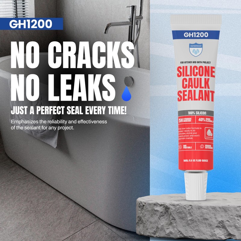 GH1200 18 ML x 8 PCs Silicone Caulk Clear Silicone