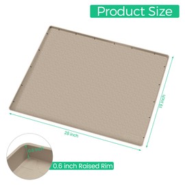 TRZZ Silicone Waterproof Under Sink Mat 28" x 19", Drip Tray and Cabinet Liner for Kitchen and Bathroom, Prevents Water Damage and Organizes Cabinets (Khaki)