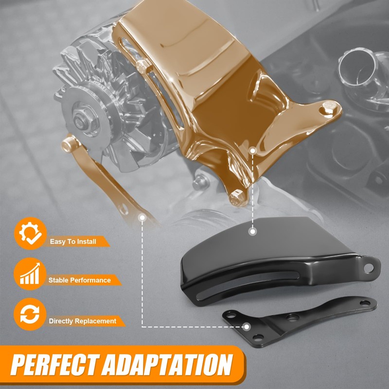 Daola888 Long Water Pump Alternator Bracket, Black, Compatible with Chevy