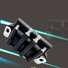 Replaces# 583740 18-5170 Dual Plug Wire Ignition Coil Compatible with Johnson Evinrude Engines 2hp - 175hp 1987-2001with 2PCS Marine Spark Plug Wire &2PCS Spark Plug QINLANAP