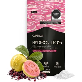 QUENUT Electrolitos en Polvo, Sin Azúcar, 48 Sobres, Hidratación con Sodio, Magnesio, Potasio, Vitamina, Complejo B, C y E Sabor Jamaica Guayaba