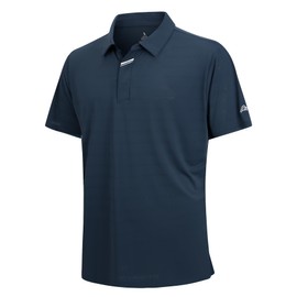SAMERM Golf Shirts for Men Super Stretch Jacquard Dry Fit Golf Polo Moisture Wicking Short Sleeve Polo Shirts for Men,Navy M