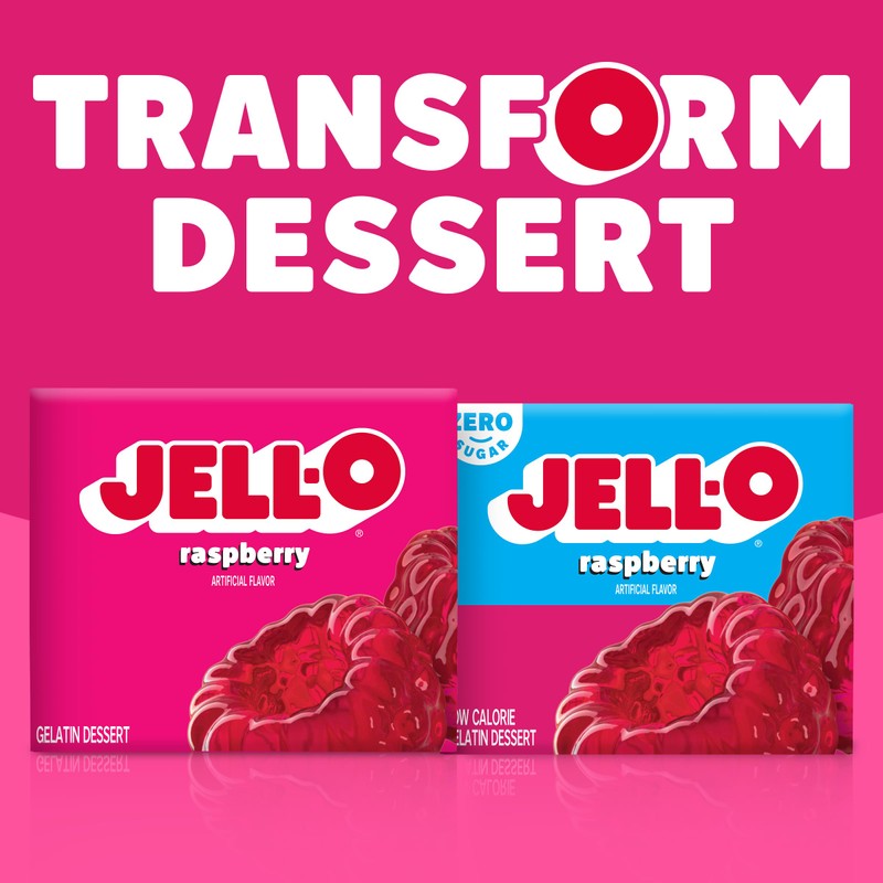 Jell-O Raspberry Gelatin Dessert Mix, 3 oz Box (Pack of