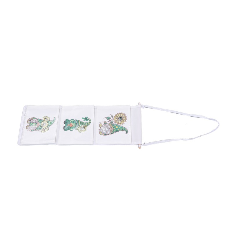 Hanging Storage Bag 3 Compartment Foldable Rhinestone Painting Pattern DIY