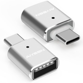 AIYEEN USB C to USB Adapter(2 Pack), USB C Male to USB 3.0 Female Adapter OTG Converter Compatible with MacBook Pro 2019/2018/2017,MacBook Air 2018 and More Type-C Devices, Silver