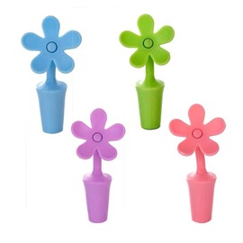 4 Stück Silikon Flaschenverschluss, Blume Kronkorken Weinflasche Flaschen Deckel Set für Wein, Champagner und Bier Verschluss