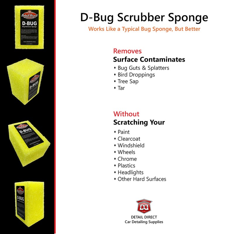 Detail Direct D-Bug Scrubber Sponge for Car Detailing, Yellow (12