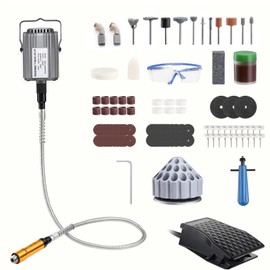 DZQ Flex Shaft Grinder 780W Rotary Tool Chuck 0.4-6.5mm Rotary Carver Foot Pedal Control Hanging Grinding Machine 77PCS Accessories for Jewelry Polishing Grinding DIY