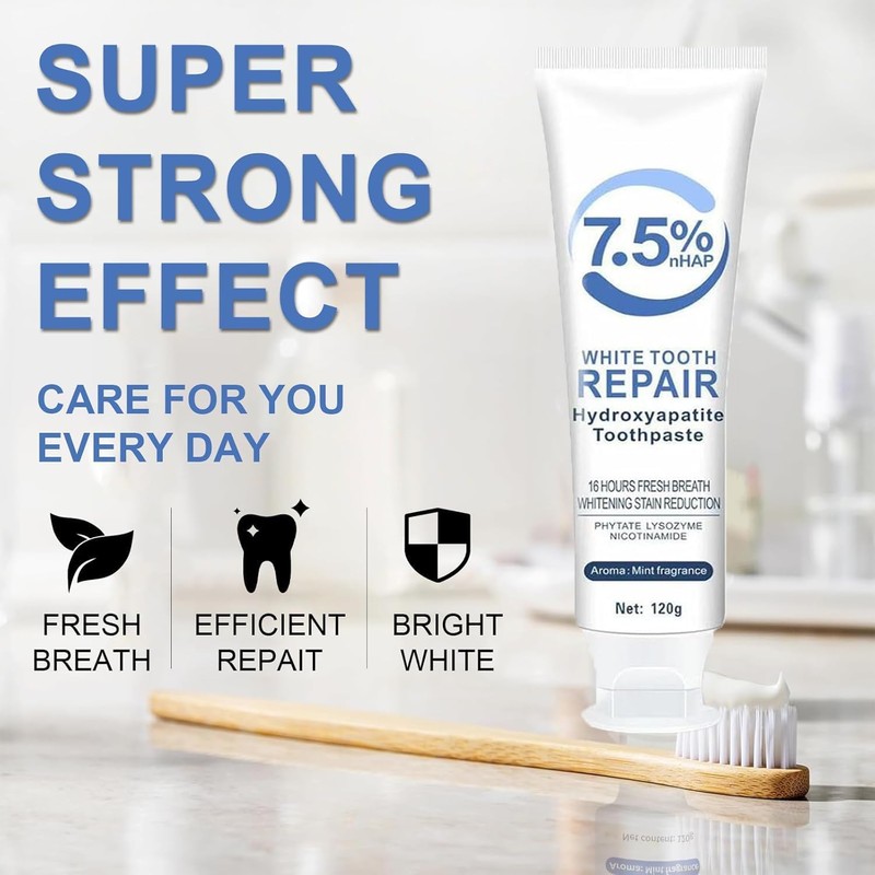 Hydroxyapatite Toothpaste, 7.5% Nano Hydroxyapatite Toothpastes for Enamel Protection and