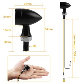 EXLECO 4 x LED Motorcycle Indicator DC 12 V Metal Mini Indicator IP65 Waterproof M8 Universal LED Indicator Motorcycle Rear Indicator Light Side Indicator Light for Motocross Moped E Scooter