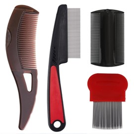 TELAIN 4 Piece Dandruff Comb, Stainless Steel Fine Tooth Comb, Scalp Psoriasis Comb, Dandruff Remover Comb, Scalp Detox Comb, Lice Comb, Multifunctional Hairbrush for Scalp Massage Combs for Women