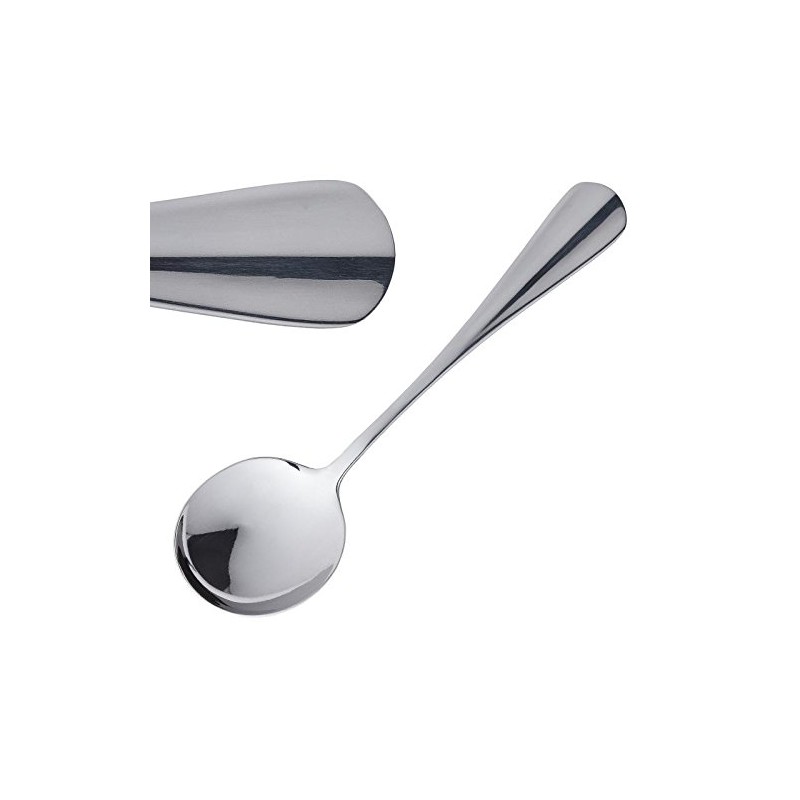 Olympia D601 18/0 Stainless Steel Baguette Soup Spoon, 173mm Length,