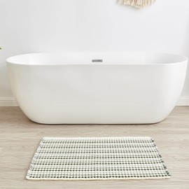 Douceur Boho Bath mat for Bathroom Floor Non Slip, Acrylic Blend Cute Bath Mats with Tassels, Quick Dry Bath mats Machine Washable, 20" x 32", Grey