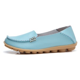 VenusCelia Mocasín plano natural cómodo para caminar para mujer, Aqua, 9.5 US