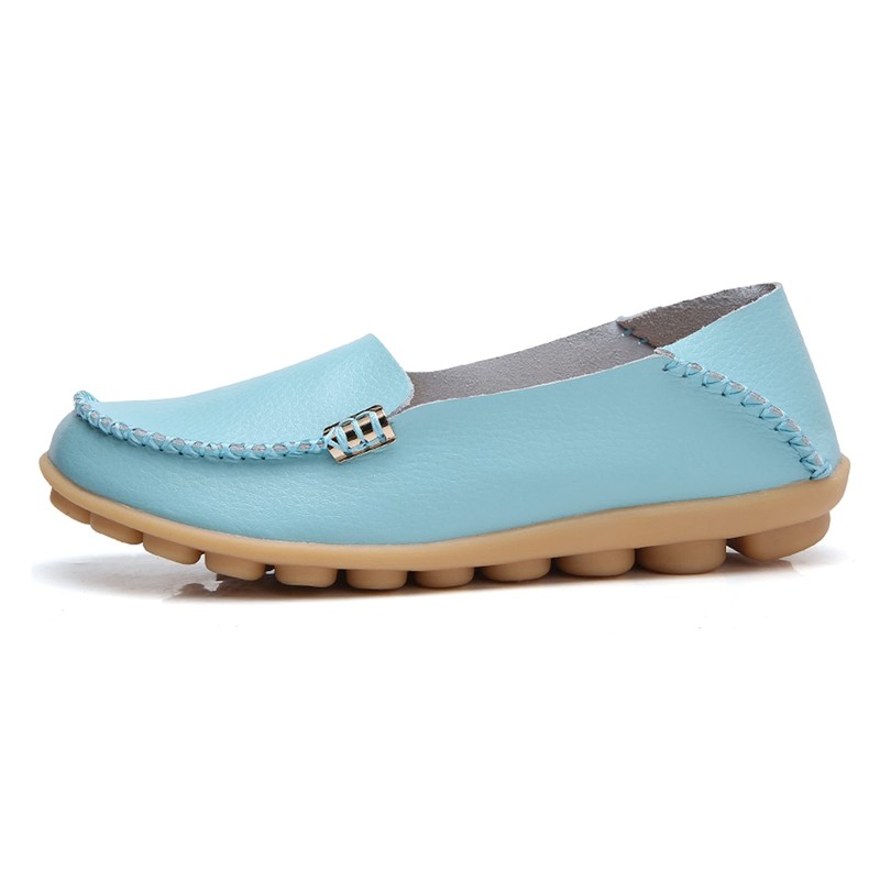 VenusCelia Mocasín plano natural cómodo para caminar para mujer, Aqua,