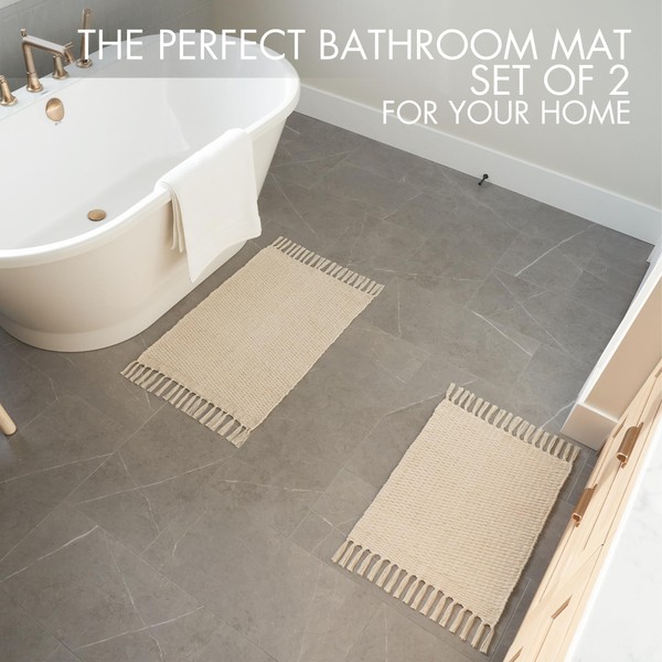 KIBAGA KIBAGA Set of 2 Soft Boho Bathroom Rugs with