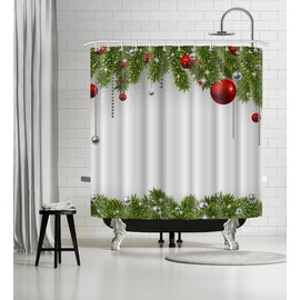 EAGLEBOBI Merry Christmas Shower Curtain Waterproof Polyester Fabric Shower Curtain 72 x72 Inches Fabric Waterproof Shower Curtain Set with 12 Hooks (only Shower Curtain)