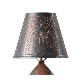 Irvins Tinware 14-Inch Fireside Lamp Shade with Punched Tin Willow Design in Kettle Black