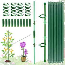Plant Support, Trellis Aid, Pack of 20 Plant Holders, Equipped with 20 Carabiners, with 10 Extension Tubes, Plant Supports, Ranking Aid, Trellis Sticks for Plants, Tomatoes, Orchids (50 Pieces)