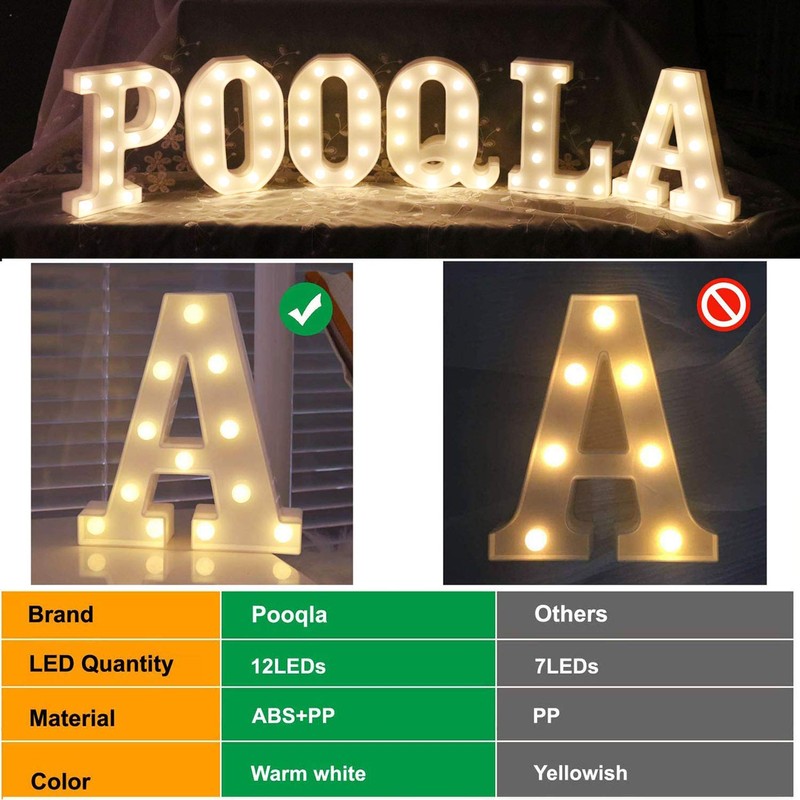 Pooqla LED Marquee Letter Lights Sign, Light Up Alphabet Letter