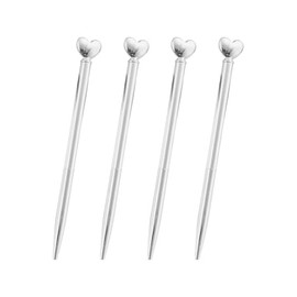 FSSTUD 4 penne a sfera a forma di cuore in metallo retrattile, scrittura liscia, penne decorative a inchiostro nero, penne a rullo per prendere appunti, forniture di cancelleria per addio al nubilato