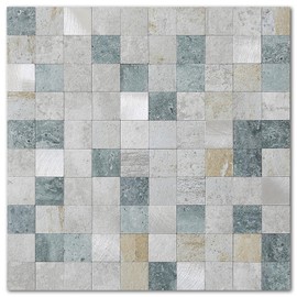 VAOVI Peel and Stick Self-Adhesive Marble Mosaic Wall Tile Backsplash for Kitchen Bathroom Shower(Blue Grey 10 Sheets)