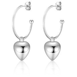 Sterling Silver Earrings for Women,Hypoallergenic Heart Hoop Earrings Gold Plating 925 Silver Stud Earrings Jewellery Birthday Gifts for Women Girl White 20MM