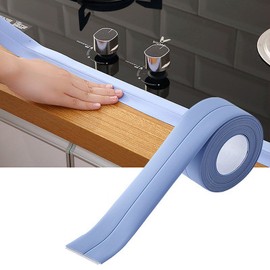 Tira de Calafateo Autoadhesiva, Cinta de Sellado Impermeable de PVC, Cinta de Calafateo Decorativa para Baño, Inodoro, Bañera, Encimera de Cocina (BLUE)