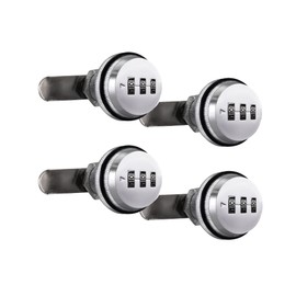 RecPro RV Combination Cam Lock | 3-Digit 3/4" Cylinder Lock Replacement for Baggage Door, Box, Cabinet, and More (4 Pack, Chrome)